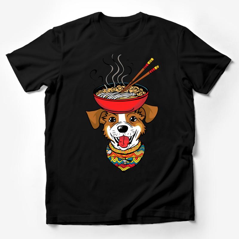 Cute Dog Ramen Bowl Graphic Tee, Unisex T-Shirt, Quirky Dog Lover Shirt, Foodie Gift Idea, Casual Wear, Asian Cuisine Inspired Top Male T-Shirt