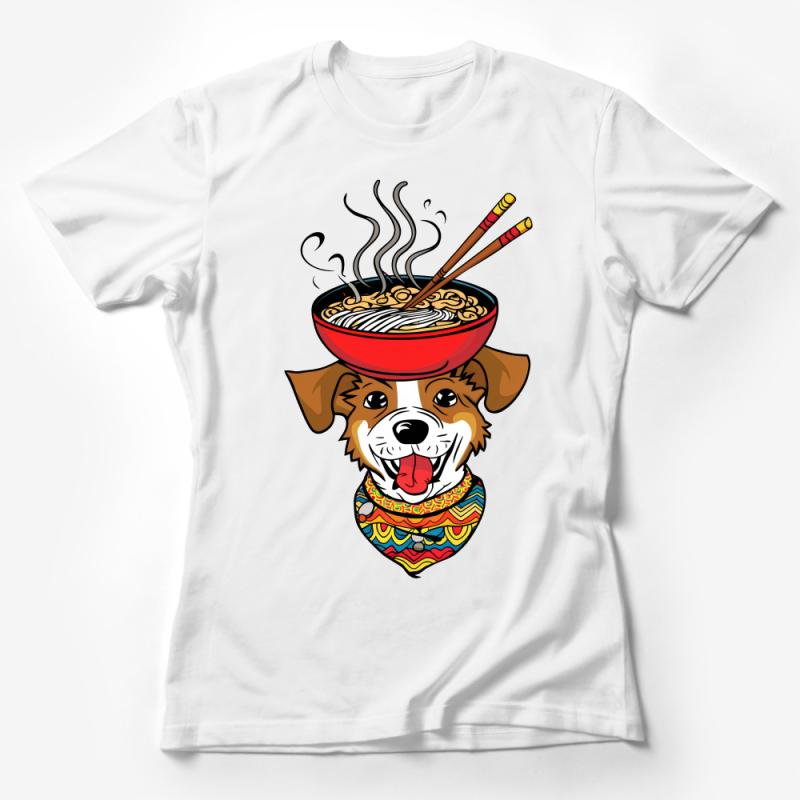 Cute Dog Ramen Bowl Graphic Tee, Unisex T-Shirt, Quirky Dog Lover Shirt, Foodie Gift Idea, Casual Wear, Asian Cuisine Inspired Top Female T-Shirt