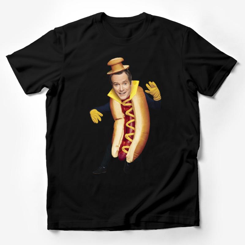 Funny Hot Dog Costume T-Shirt, Novelty Food Outfit Tee, Unisex Party Shirt Male T-Shirt