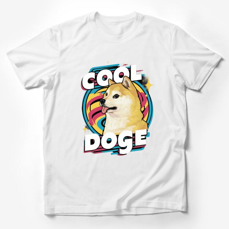 Cool Doge Meme T-Shirt, Retro Shiba Inu Dog Tee, Unisex Graphic Tee, Trendy Casual Streetwear, Internet Culture Inspired Top, Everyday Wear Male T-Shirt