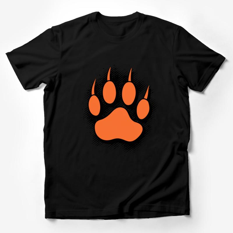 Orange Paw Print T-Shirt, Grunge Style Pet Lover Tee, Unisex Casual Animal Footprint Shirt, Perfect Gift for Dog Cat Owners Male T-Shirt