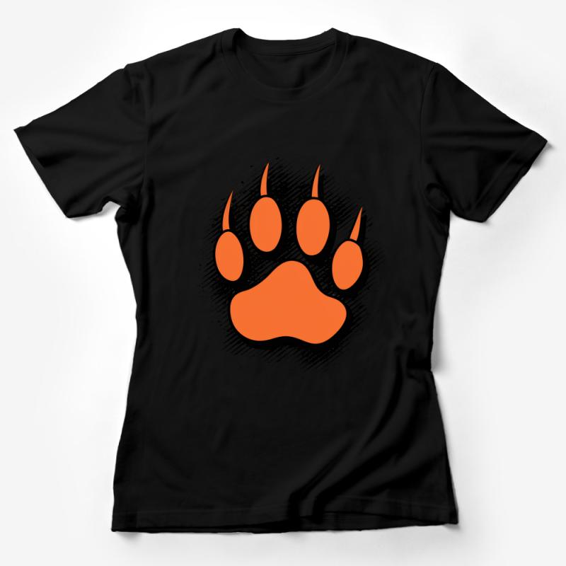 Orange Paw Print T-Shirt, Grunge Style Pet Lover Tee, Unisex Casual Animal Footprint Shirt, Perfect Gift for Dog Cat Owners Female T-Shirt