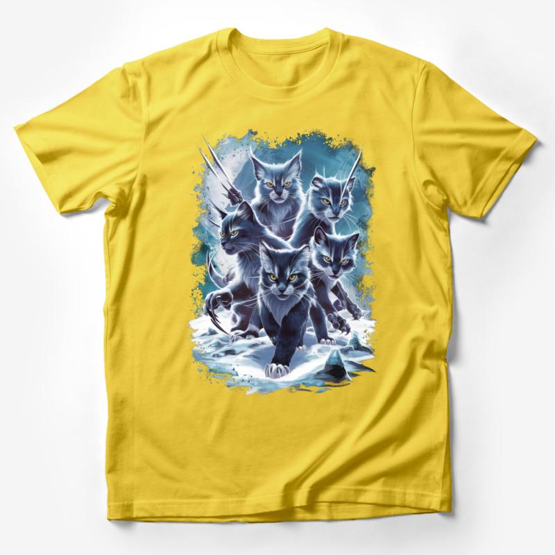 Cool Cat Squad T-Shirt, Feline Warriors Graphic Tee, Unique Cat Lover Gift, Unisex Adult Apparel Male T-Shirt