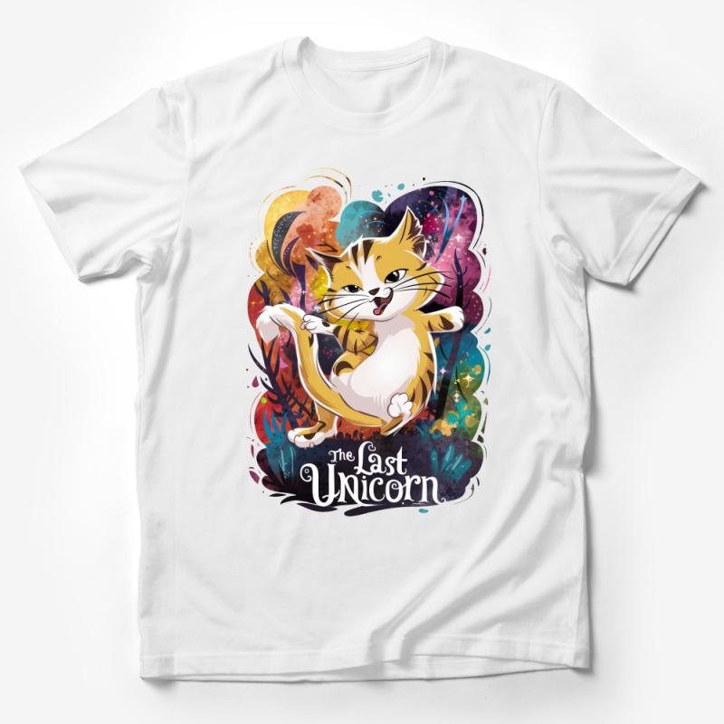 Colorful Cat Unicorn T-Shirt, Whimsical Fantasy Tee, Artistic Unique Unisex Shirt, Last Unicorn Cat Lover Gift Male T-Shirt