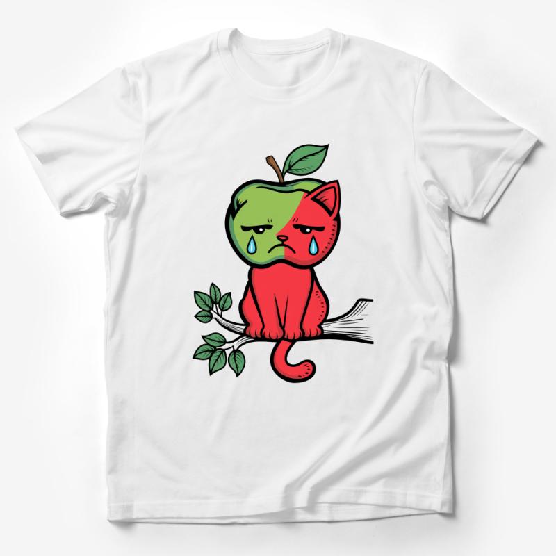 Cute Grumpy Cat Apple Hybrid Cartoon, Unisex T-Shirt, Funny Animal Fruit Graphic Tee, Gift for Cat Lovers, Casual Wear Male T-Shirt