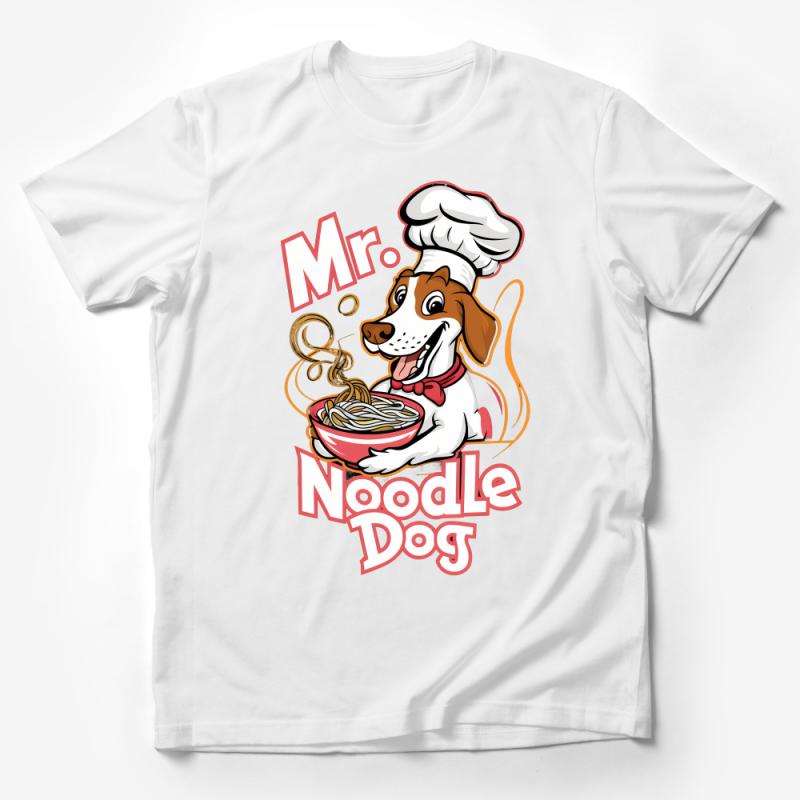 Funny Mr. Noodle Dog T-Shirt, Chef Dog Graphic Tee, Cute Canine Pasta Lover Shirt, Unisex Foodie Clothing Gift Male T-Shirt