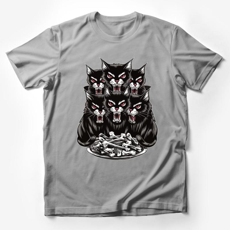 Angry Cats Graphic Tee, Black Cats Menace T-Shirt, Gothic Feline Print Shirt, Unisex Cat Lover Top, Bold Animal Illustration Apparel Male T-Shirt