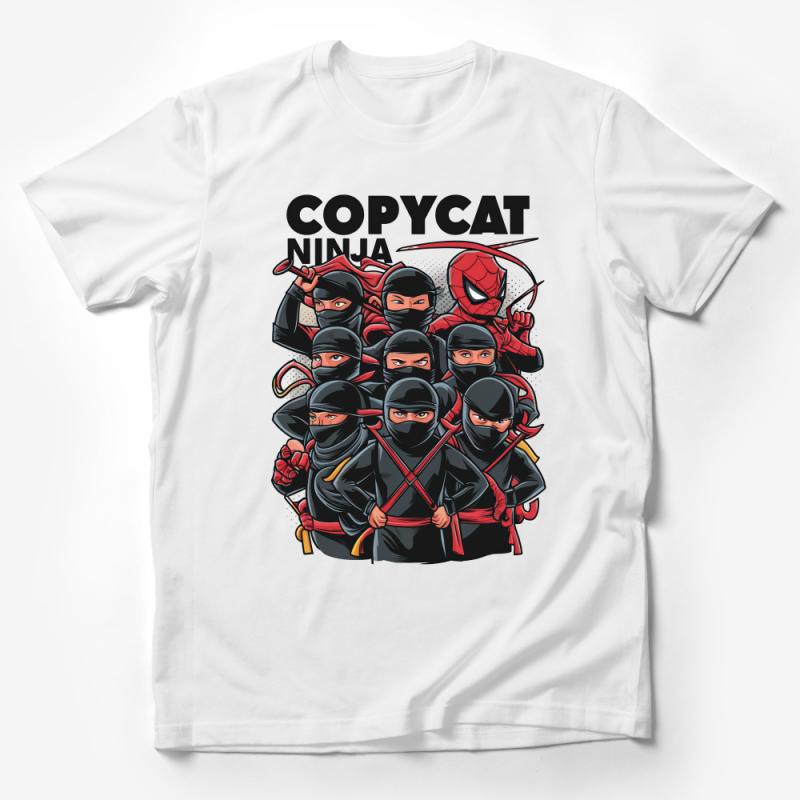 Copycat Ninja Comic Superhero Parody T-Shirt, Colorful Ninja Tees, Fun Cartoon Character Shirt for All Ages Male T-Shirt