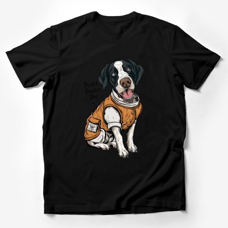 Pocket Pointer Dog T-Shirt, Cute Dog in Sweater Graphic Tee, Casual Canine Lover Shirt, Unisex Dog Owner Gift Male T-Shirt