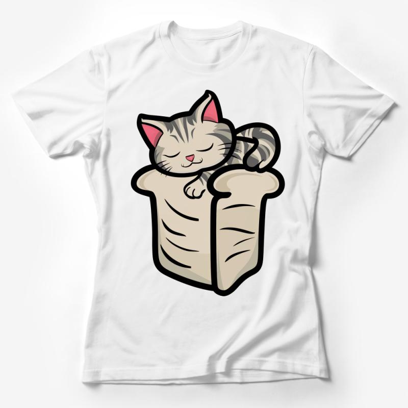 Cute Cat in Bread Loaf T-Shirt, Funny Kitten Tee, Unisex Cat Lover Gift, Cozy Tabby Cat Shirt, Casual Pet Graphic Top Female T-Shirt