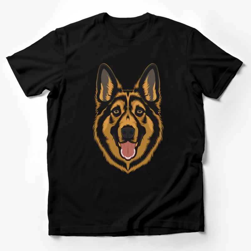 German Shepherd Dog T-Shirt, Unisex Canine Lover Tee, Graphic Pet Portrait Shirt, Animal Art Top, Gift for Dog Owners, Casual Wear Male T-Shirt