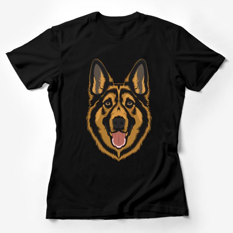 German Shepherd Dog T-Shirt, Unisex Canine Lover Tee, Graphic Pet Portrait Shirt, Animal Art Top, Gift for Dog Owners, Casual Wear Female T-Shirt