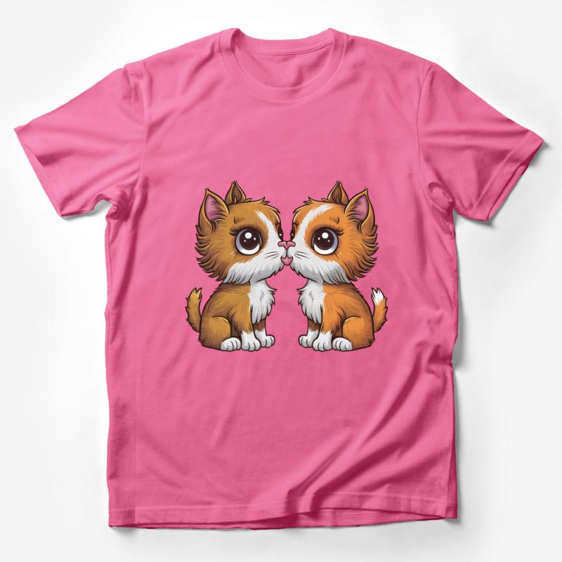 Cute Kitten T-Shirt, Cartoon Cat Lovers Tee, Unisex Animal Graphic Shirt, Twin Kittens Casual Top, Gift for Pet Owners Male T-Shirt