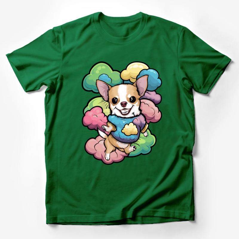 Cute Chihuahua T-Shirt, Colorful Cartoon Dog Tee, Dog Lover Gift, Unisex Graphic Shirt, Pet Owner Casual Wear, Fun Animal Illustration Top Male T-Shirt