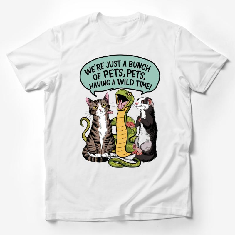 Funny Pet Lover T-Shirt, Cat Snake Ferret Wild Time Graphic Tee, Unisex Casual Shirt Gift Male T-Shirt