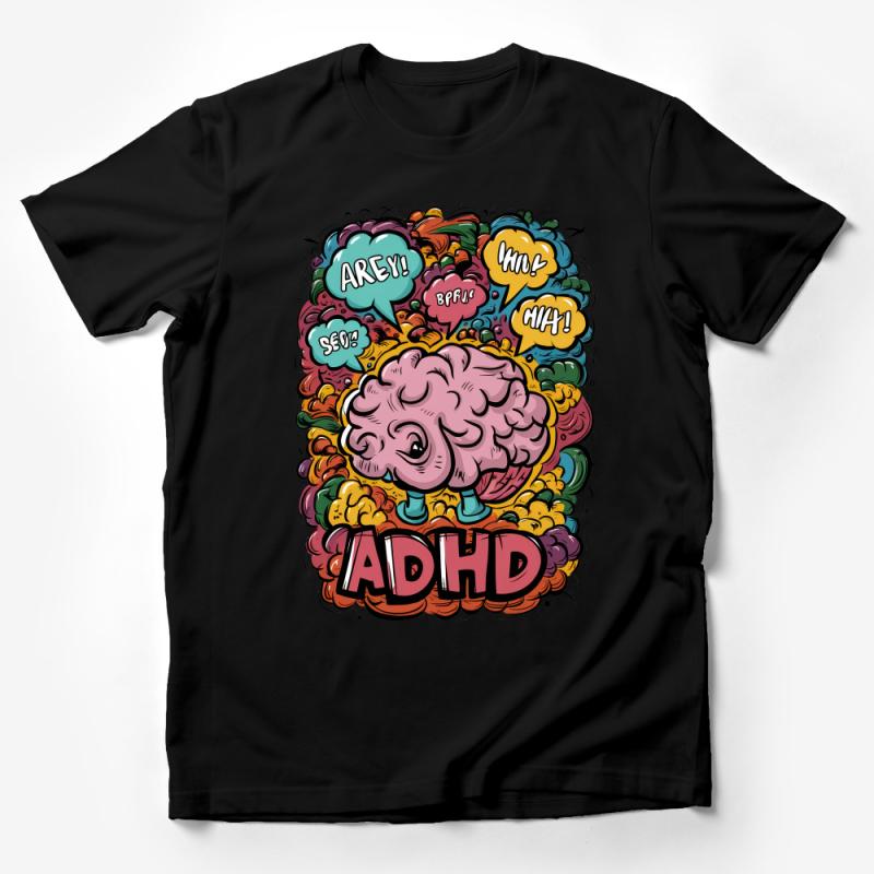 Colorful ADHD Awareness Graphic Tee, Funky Brain Illustration, Unisex T-Shirt, Mental Health Support Apparel, Bold Statement Shirt Male T-Shirt