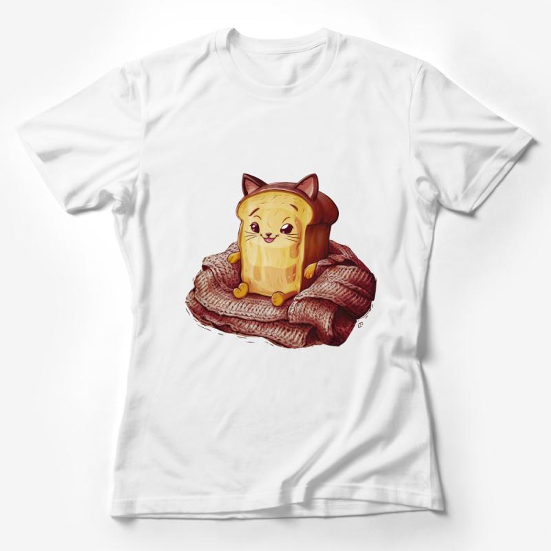 Cute Cat Toast Graphic Tee, Cozy Kitten Bread T-Shirt, Funny Cat Lover Gift, Unisex Casual Shirt Female T-Shirt