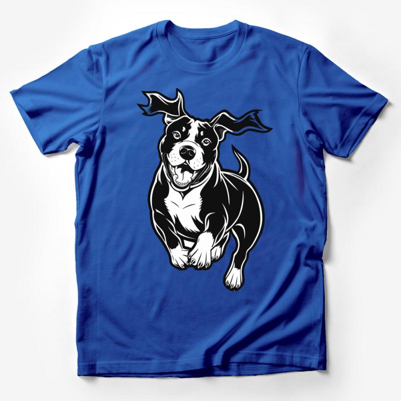 Happy Dog Cartoon T-Shirt, Cute Puppy Graphic Tee, Unisex Casual Shirt for Dog Lovers, Soft Cotton, Pet Illustration Apparel, Gift Idea Male T-Shirt