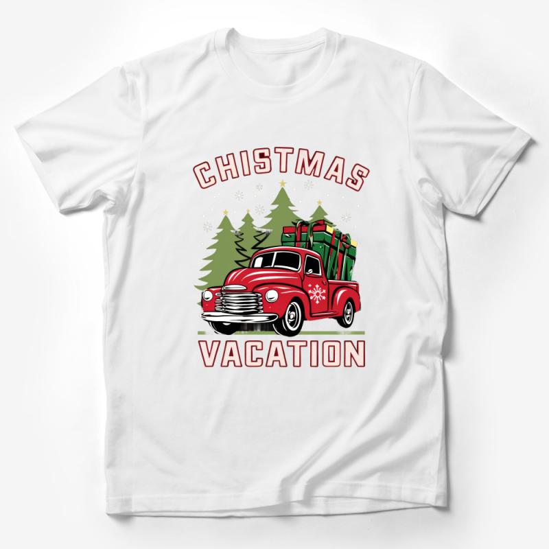 Vintage Truck Christmas T-Shirt, Festive Holiday Vacation Tee, Retro Christmas Tree, Winter Season Family Shirt Male T-Shirt