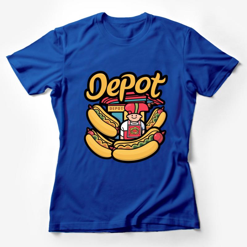 Fun Hot Dog Stand Graphic Tee, Colorful Food Vendor T-Shirt, Casual Street Food Style Shirt Female T-Shirt