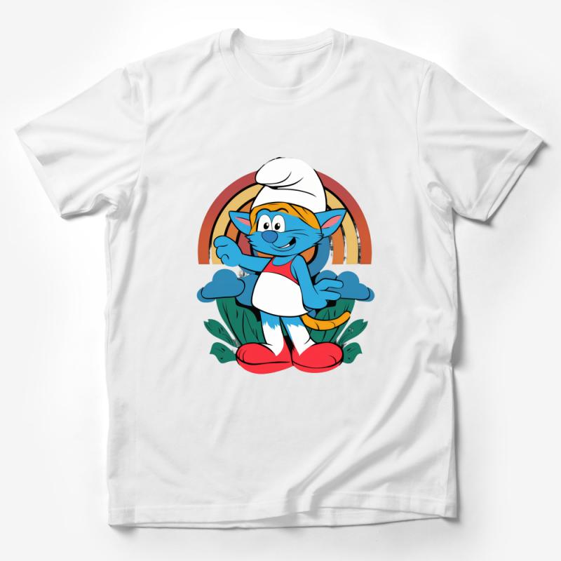 Retro Cartoon Character T-Shirt, Vintage Style Smurf Tee, Unisex Casual Shirt, Funny Graphic Top, Gift for 80s Cartoon Fans Male T-Shirt