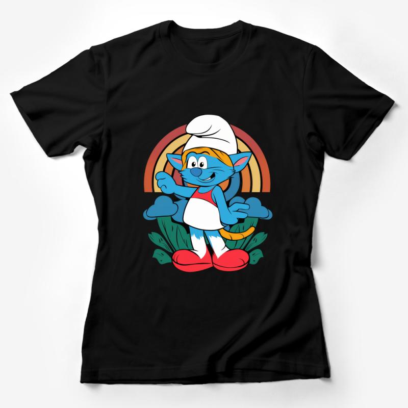 Retro Cartoon Character T-Shirt, Vintage Style Smurf Tee, Unisex Casual Shirt, Funny Graphic Top, Gift for 80s Cartoon Fans Female T-Shirt