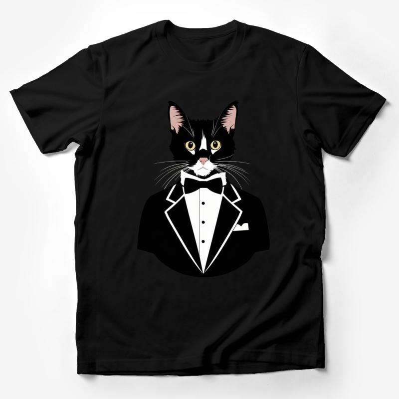 Tuxedo Cat Shirt, Dapper Cat with Bow Tie, Elegant Cat Tee, Unisex Adult Clothing, Whimsical Animal Shirt, Gift for Cat Lovers Male T-Shirt