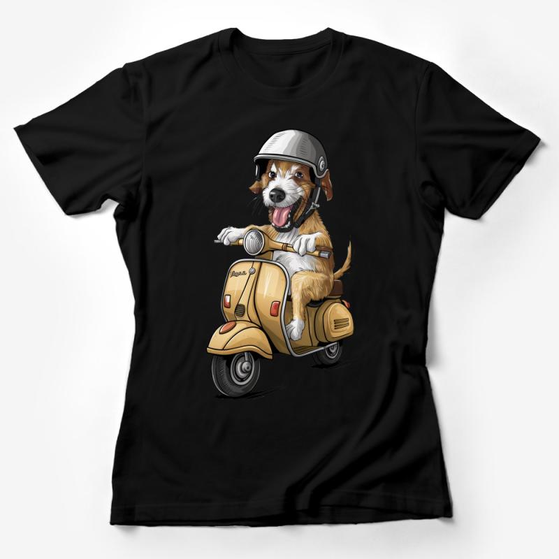 Dog Riding Scooter T-Shirt, Cute Puppy on Vespa, Fun Animal Graphic Tee, Pet Lover Gift, Casual Urban Style Female T-Shirt