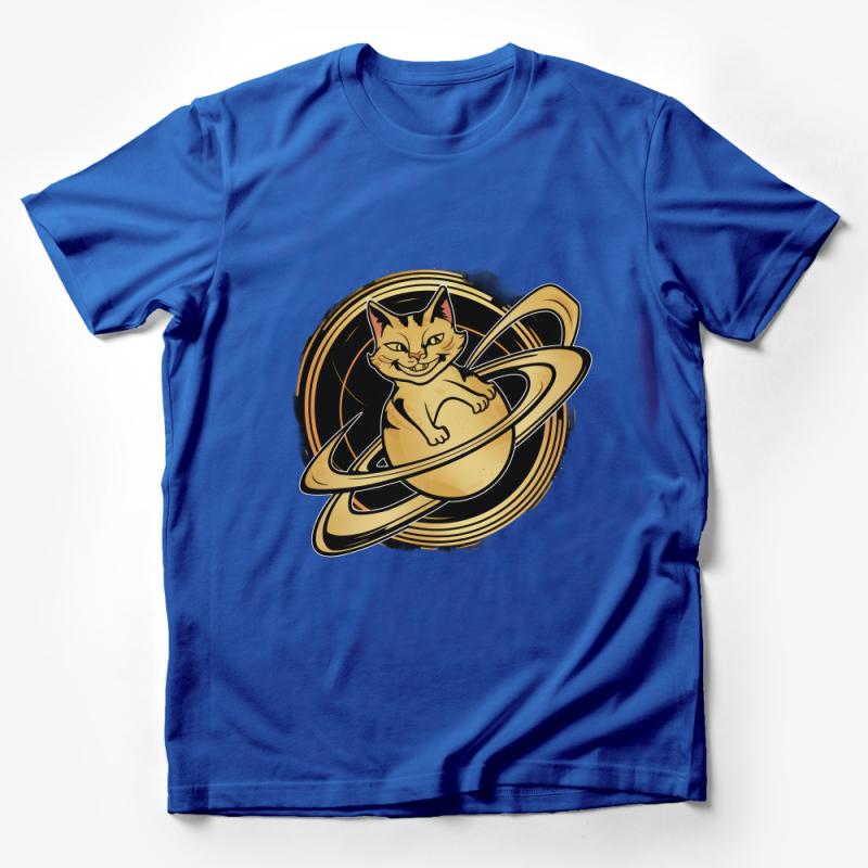 Cat in Space T-Shirt, Whimsical Space Kitty Tee, Funny Feline Astronaut, Casual Unisex Shirt Male T-Shirt