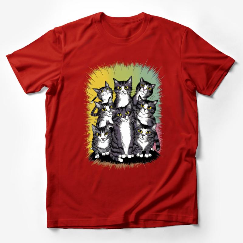 Cat Lover T-Shirt, Cute Feline Family Graphic Tee, Unisex Cat Owner Gift, Kitty Illustration Shirt, Casual Pet Apparel, Tops for Men and Women Male T-Shirt