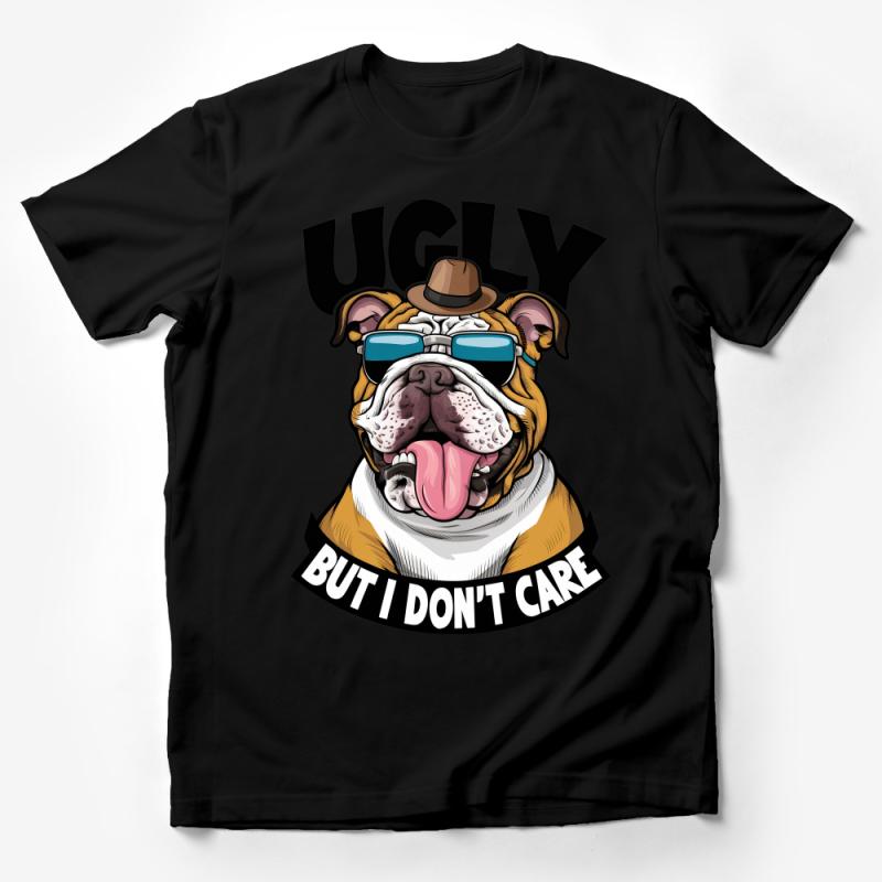 Cool Bulldog Graphic Tee, Ugly But I Don't Care, Funny Dog Lover Shirt, Unisex Statement T-Shirt Male T-Shirt