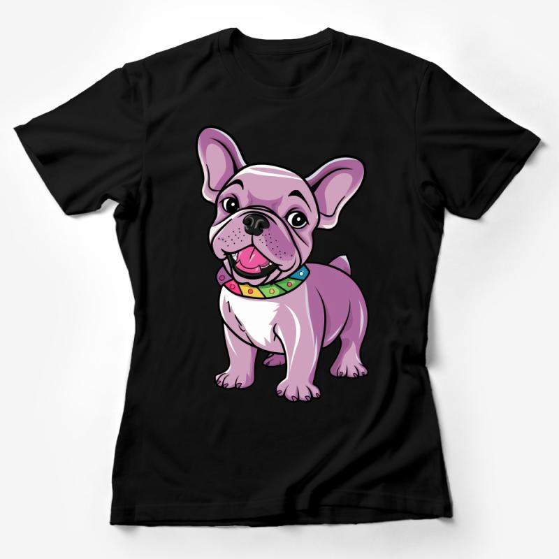 Cute French Bulldog Cartoon T-Shirt, Colorful Dog Lover Tee, Unisex Graphic Shirt for Pet Owners Female T-Shirt