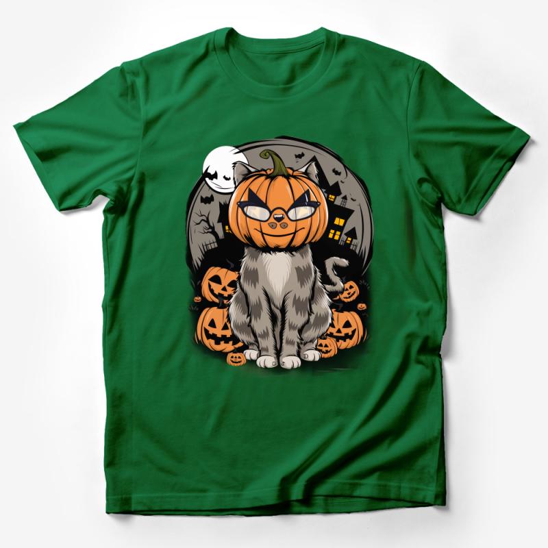 Funny Cat Halloween T-Shirt, Cute Pumpkin Kitty Tee, Spooky Feline Graphic Shirt, Fall Holiday Apparel, Unisex Gift for Cat Lovers Male T-Shirt