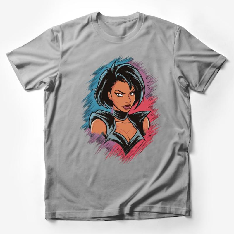 Women's Superhero T-Shirt, Comic Book Character Graphic Tee, Fierce Female Hero Top, Casual Cosplay Shirt, Unique Geek Fashion Apparel Male T-Shirt