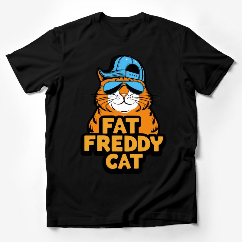 Funny Cat T-Shirt, Fat Freddy Cat with Sunglasses, Cool Casual Wear, Unisex Graphic Tee Male T-Shirt