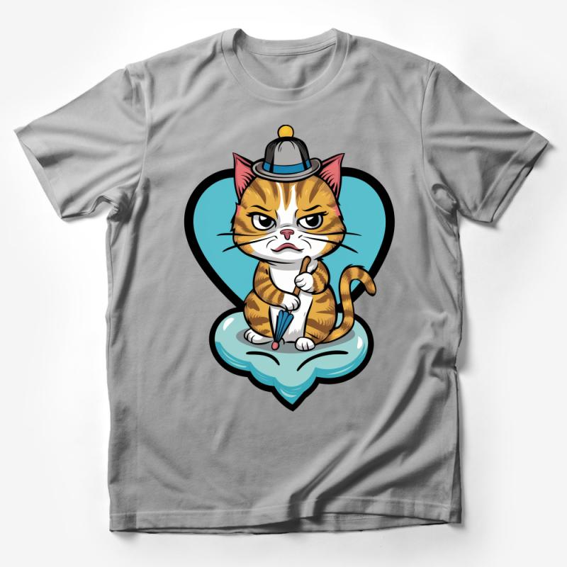 Whimsical Detective Cat T-Shirt, Cartoon Cat Graphic Tee, Unique Feline Lover Gift, Comfy Casual Shirt Male T-Shirt