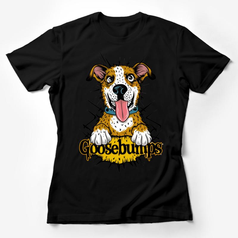 Happy Dog Cartoon Gloosebumps Graphic Tee, Unisex T-Shirt for Dog Lovers, Fun Casual Wear Female T-Shirt