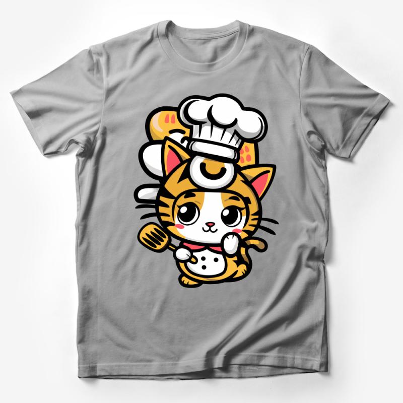 Cute Chef Cat T-Shirt, Adorable Kitty Cook Tee, Cartoon Cat Lover Gift, Unisex Foodie Shirt, Whimsical Animal Cooking Top Male T-Shirt