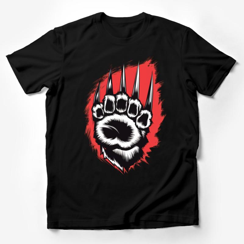 Bold Claw Print Graphic T-Shirt, Unique Animal Paw Design Tee, Trendy Streetwear Style Top, Unisex Casual Wear Male T-Shirt