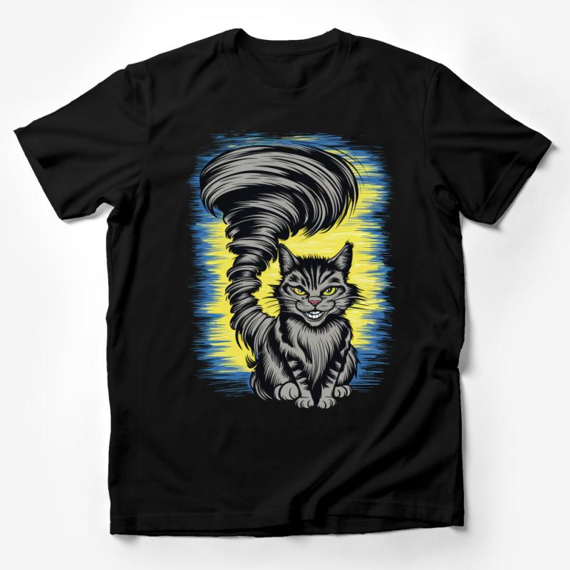 Whimsical Cat Tornado Graphic Tee, Unisex Artistic Cat Lover Shirt, Unique Feline Fun Novelty T-Shirt, Gift for Pet Owners Male T-Shirt