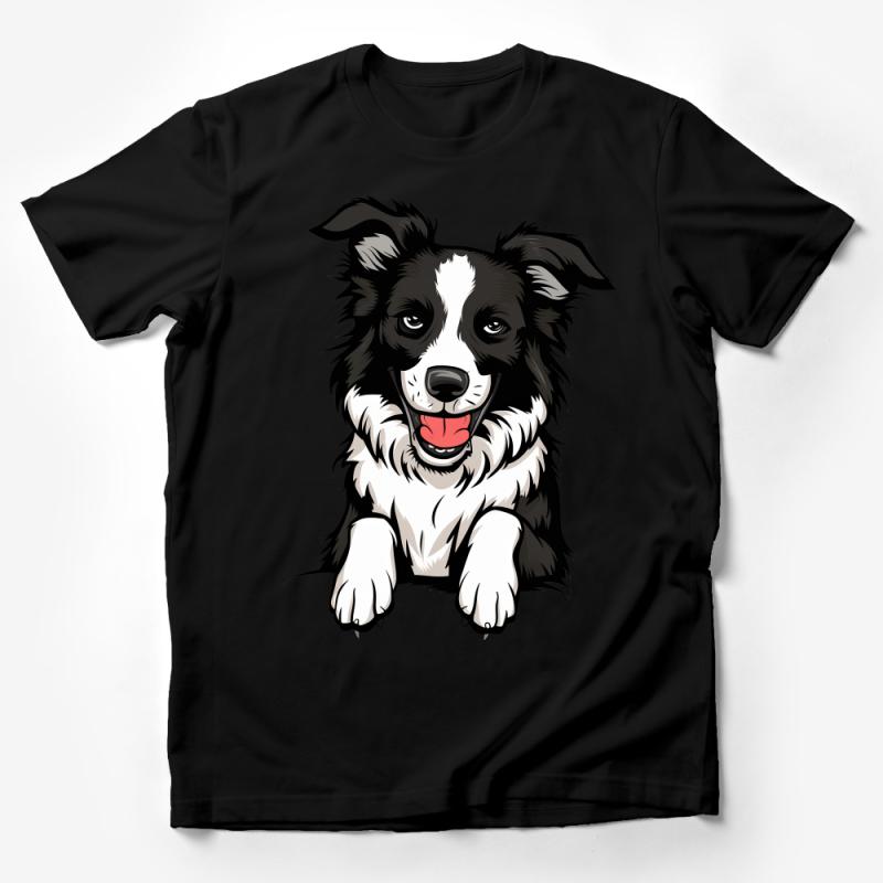 Adorable Border Collie Dog T-Shirt, Cute Puppy Graphic Tee, Animal Lover Casual Top, Unisex Comfort Soft Shirt, Pet Owner Gift Idea Male T-Shirt