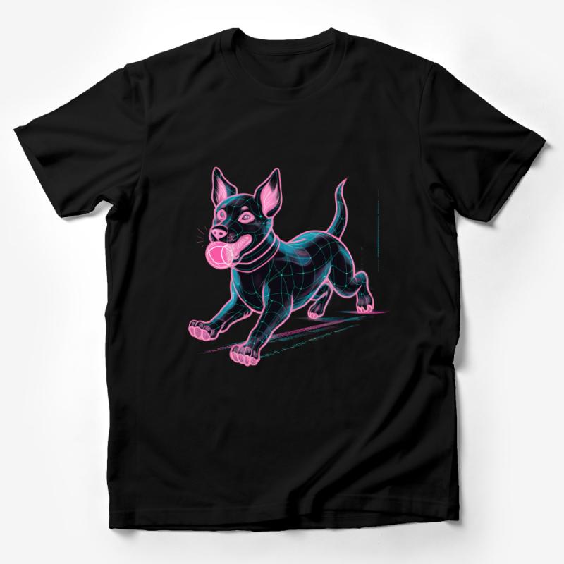 Vibrant Neon Dog T-Shirt, Playful Puppy Graphic Tee, Unisex Modern Pet Design, Casual Animal Lover Apparel Male T-Shirt