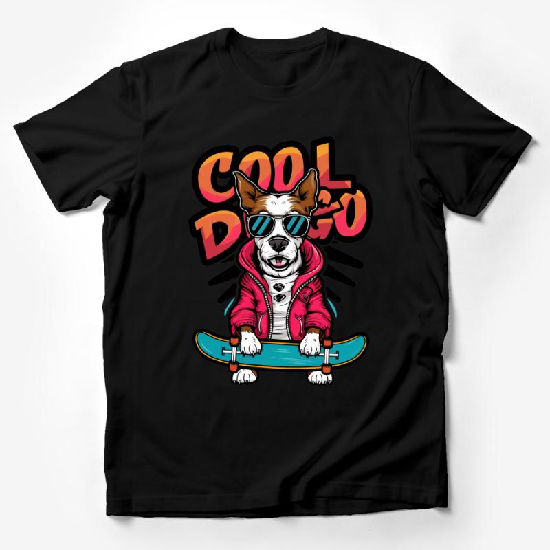 Cool Dog Skateboarder T-Shirt, Hipster Dog in Sunglasses Tee, Urban Pup Fashion Shirt, Unisex Graphic Tee for Skaters, Pet Lovers Top Male T-Shirt