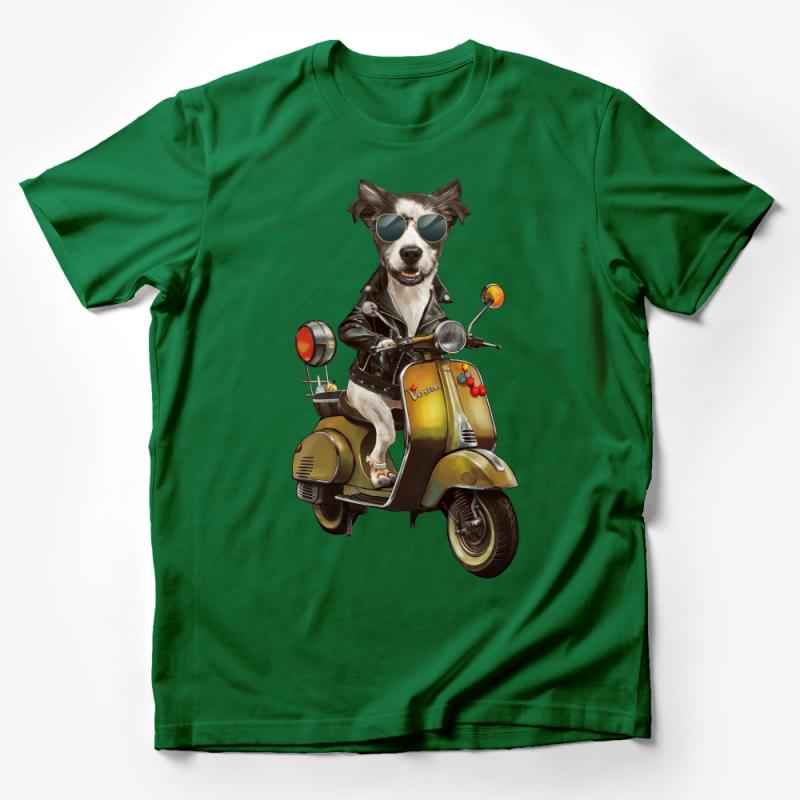 Cool Dog Riding Scooter T-Shirt, Vintage Vespa Style, Unique Animal Graphic Tee, Motorcycle Dog Shirt Male T-Shirt