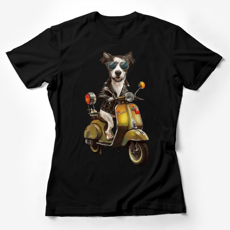 Cool Dog Riding Scooter T-Shirt, Vintage Vespa Style, Unique Animal Graphic Tee, Motorcycle Dog Shirt Female T-Shirt