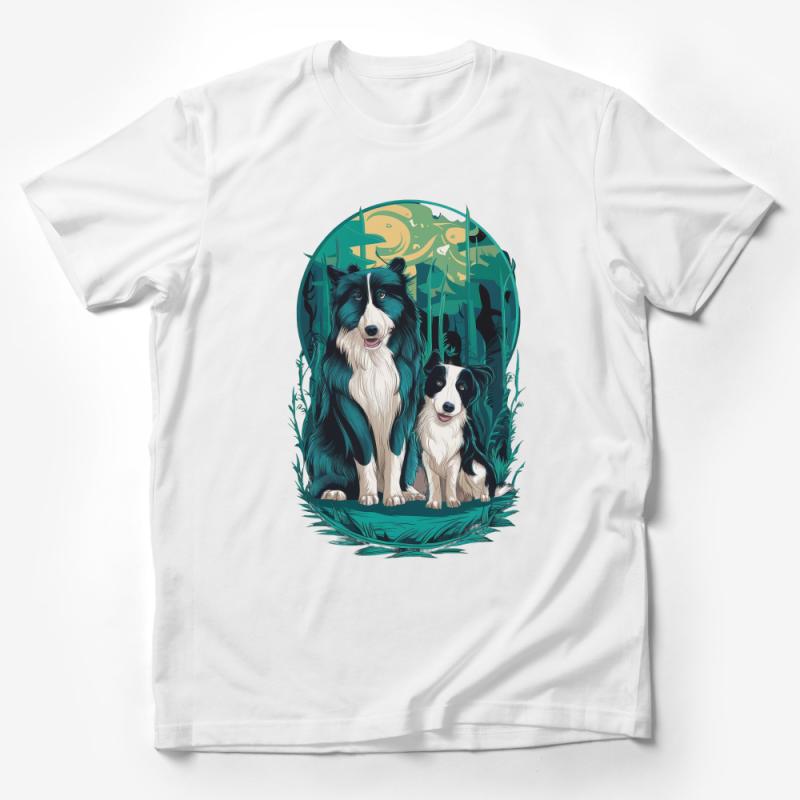 Border Collie Dog T-Shirt, Nature Inspired Dog Lovers Tee, Graphic Illustration Canine Apparel, Unisex Adult Clothing, Pet Owner Gift Male T-Shirt