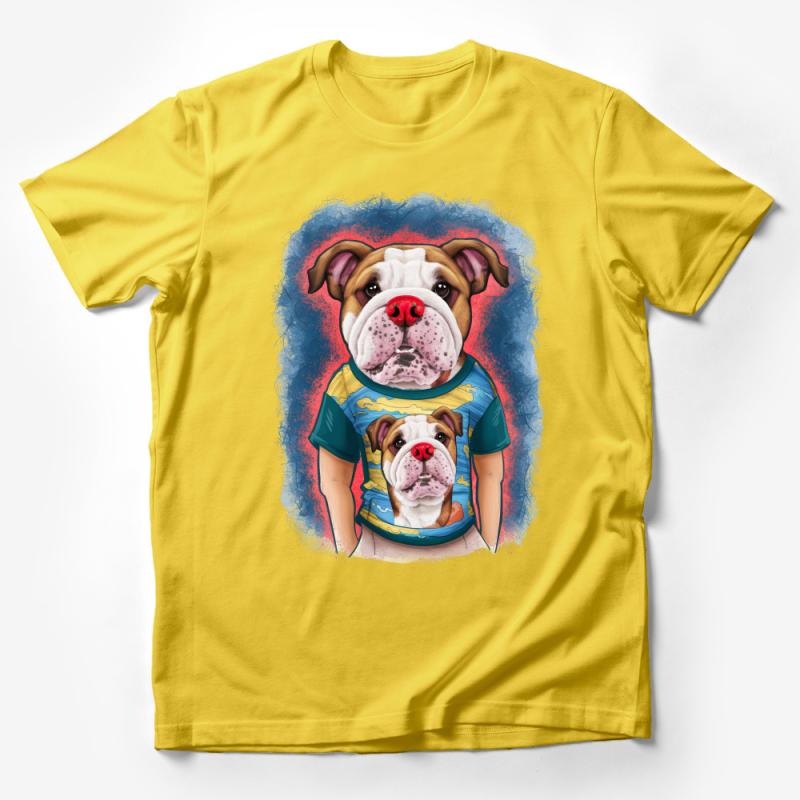 Bulldog in Tee Graphic Shirt, Funny Dog Lover T-Shirt, Cute Pet Humor Tee, Bold Animal Print Top, Unisex Cartoon Bulldog Tee, Gift Idea Male T-Shirt