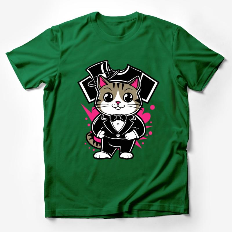 Cartoon Cat T-Shirt, Cute Kitten in Tuxedo Graphic Tee, Kids and Adults Whimsical Cat Shirt, Unisex Casual Wear, Cat Lover Gift Idea Male T-Shirt