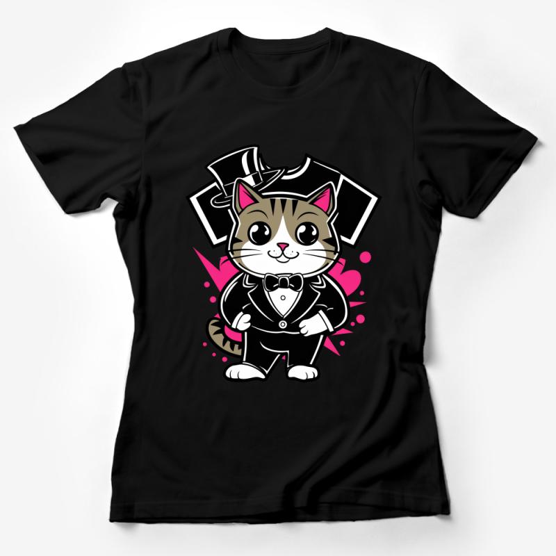 Cartoon Cat T-Shirt, Cute Kitten in Tuxedo Graphic Tee, Kids and Adults Whimsical Cat Shirt, Unisex Casual Wear, Cat Lover Gift Idea Female T-Shirt