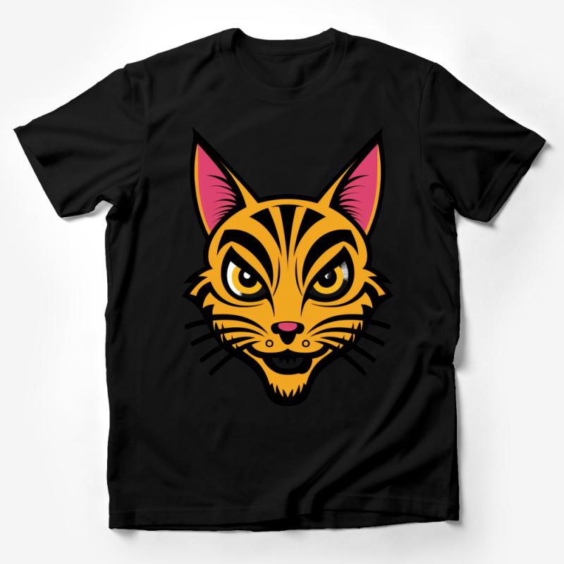 Whimsical Tiger Face Graphic Tee, Unisex T-Shirt, Bold Feline Design, Casual Streetwear, Soft Cotton Shirt, Animal Lover Gift Idea Male T-Shirt